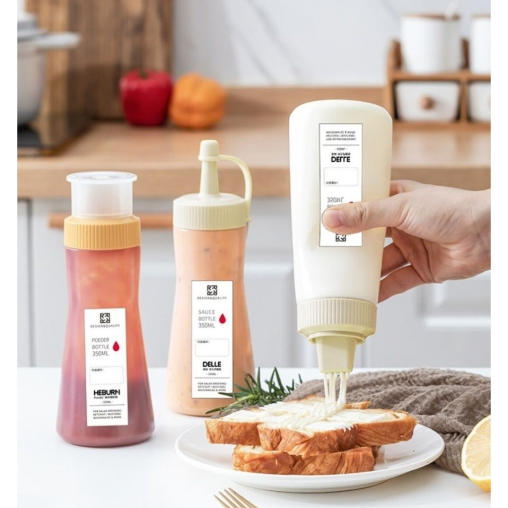 Botol sambel mayonaise saus ukuran 350ml 5 lobang anti tumpah/Botol bumbu kental serbaguna