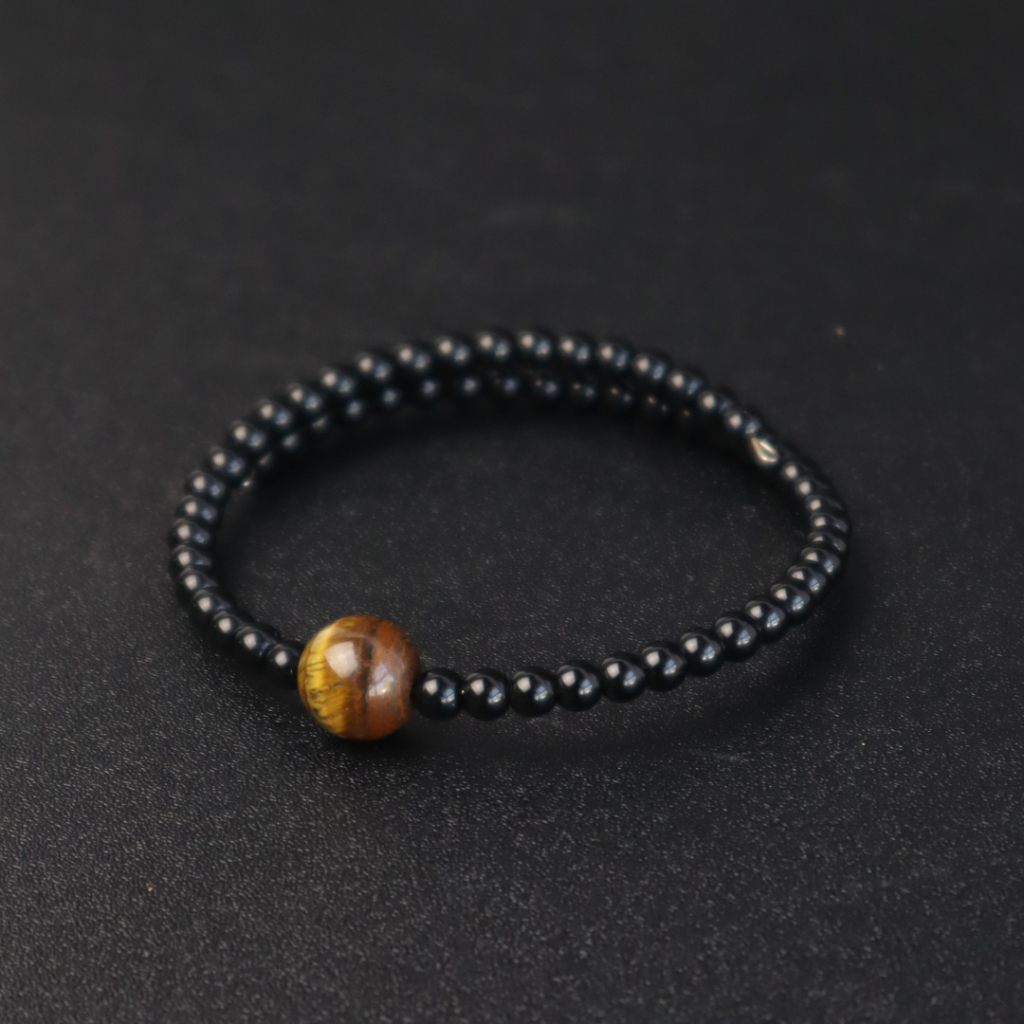 Gelang Pria Wanita Dewasa Keren Hitam Terbaru Batu Akik Kristal Tiger Eye Merah Biru Kuning ASLI ORIGINAL