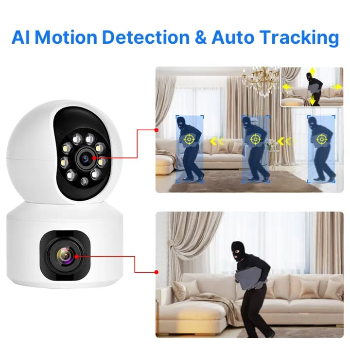 Ip Camera 1080P HD Dual Lens PTZ WiFi Indoor 2 camera Colorful Night Vision Auto Tracking CCTV Security Surveillance ONVIF Pan/Tilt Zoom Smart Baby Monitor