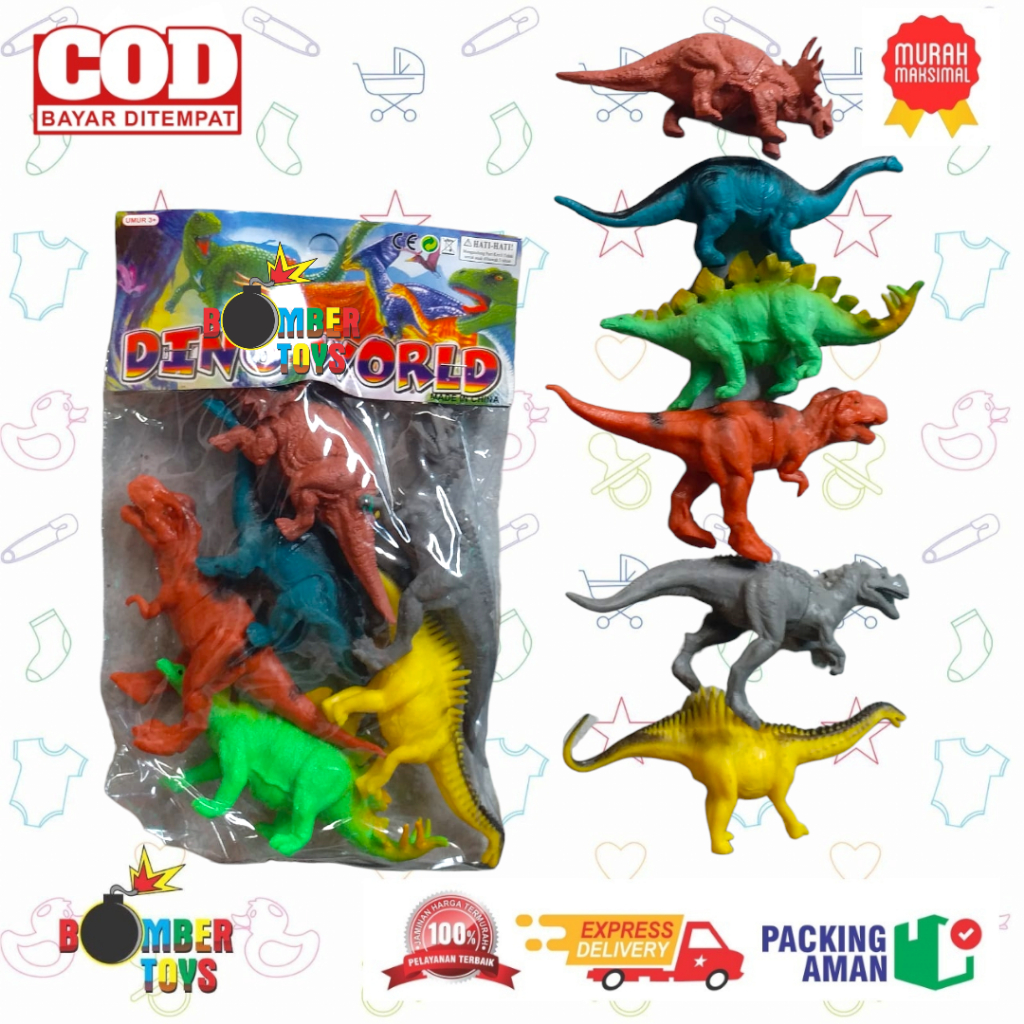 MAINAN  ANAK Miniatur Dino Dinosaurus Karet JURRASIC WORLD F283 KOLEKSI TIREK TREX