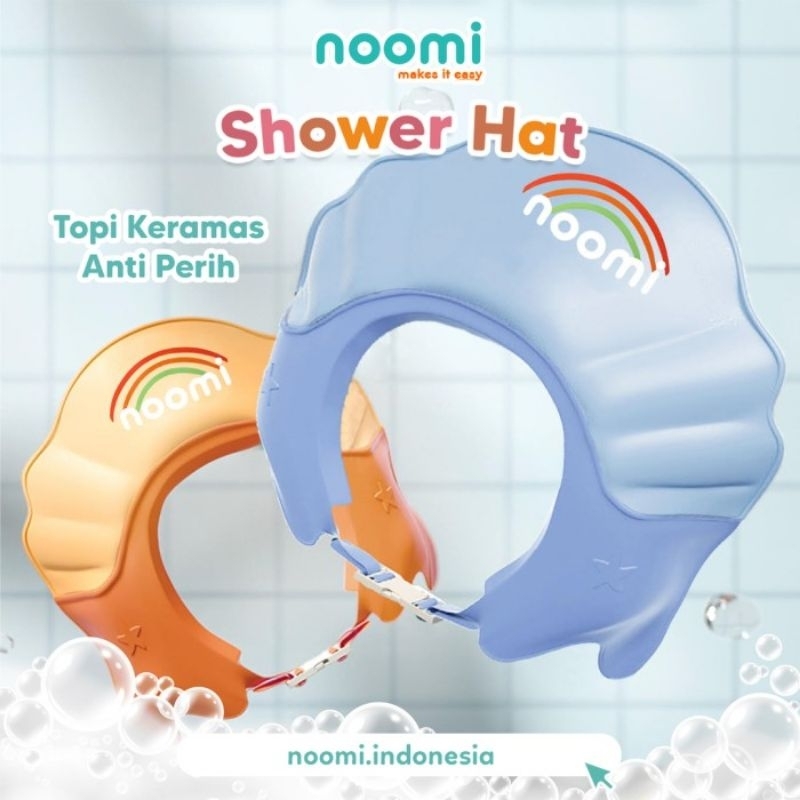 Noomi Shower Hat - Nomi Topi Keramas Pelindung Penutup Mata Bayi - Topi Mandi Kramas Baby