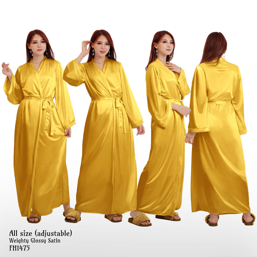 FOLVA bridesmaid kimono wedding baju tidur satin 1475EKIM gold all size