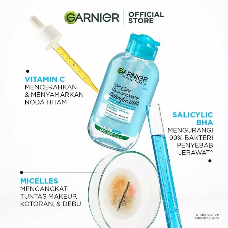 micellar garnier salicylic BHA 400ml/micellar garnier biru baru 400ml