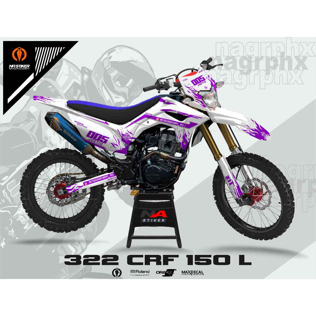 DECAL CRF PUTIH FULL BODY SIMPEL - DECAL CRF 150L PUTIH - CRF-322