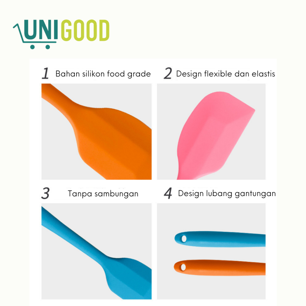 UNIGOOD - Spatula Silikon Food Grade Tahan Panas Baking Scraper