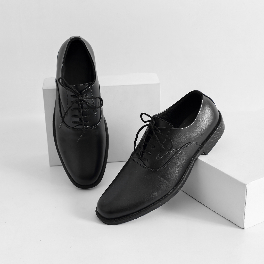 Sepatu Pantofel Pria Formal Oxford Black Kerja Kantor Sekolah Kuliah Fantofel Trendi Original Arf Fof