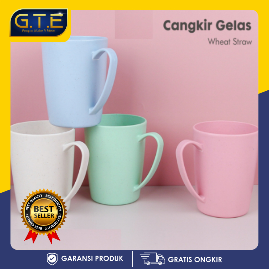 GTE | Cangkir Gelas Wheat Straw | Food Grade | BPA Free | Gelaas minum sehat