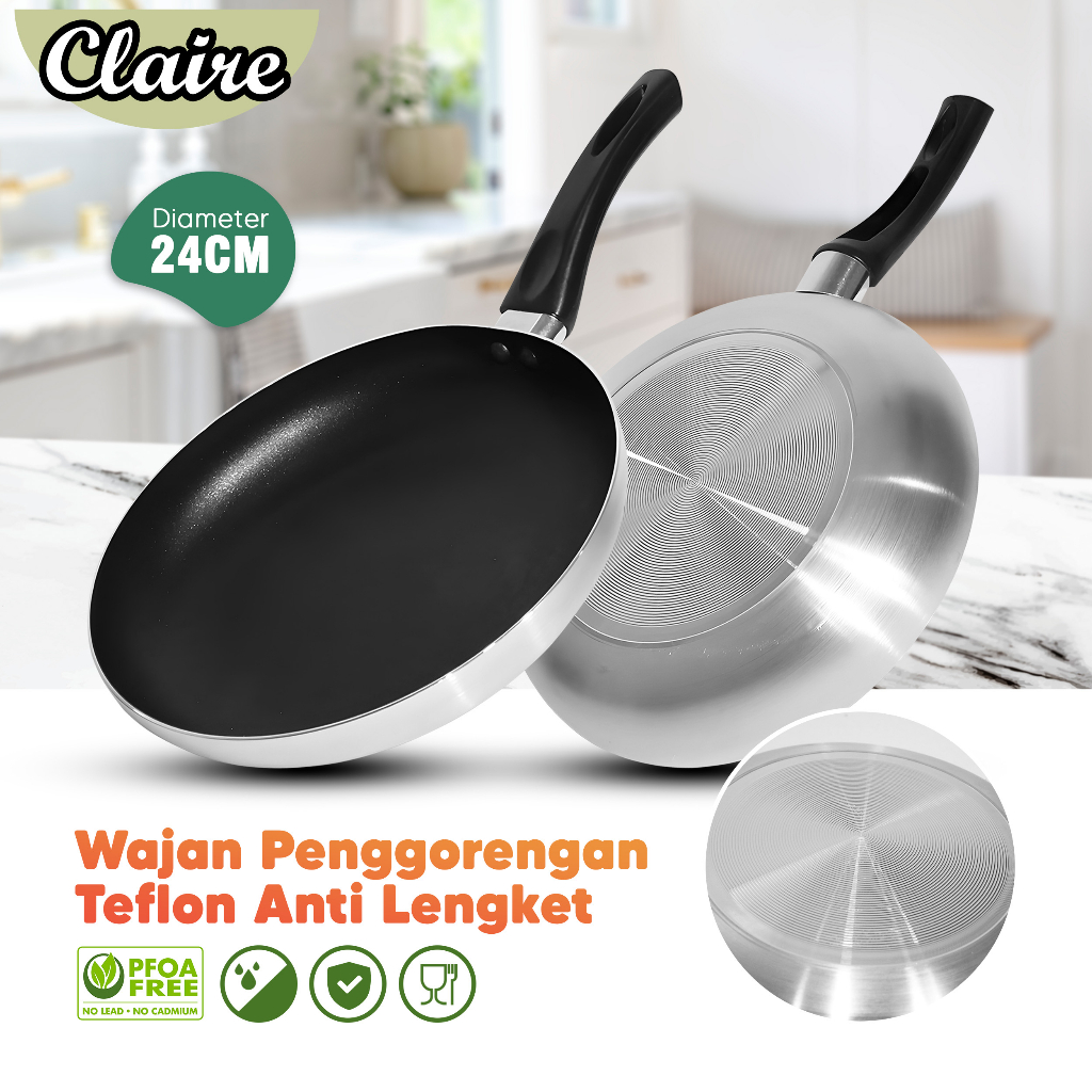 Wajan Penggorengan Teflon Anti Lengket Stainless Steel / Wajan Teflon Stainless