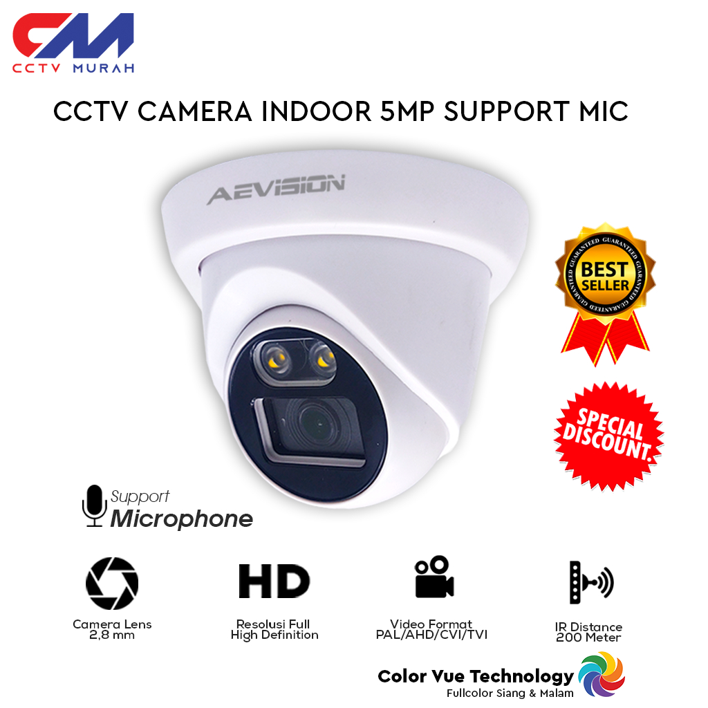 Kamera CCTV Analog Indoor 5mp, Full HD 2560p, Dilengkapi Dengan Microphone. Camera CCTV  AHD Indoor 5mp Full High Definition