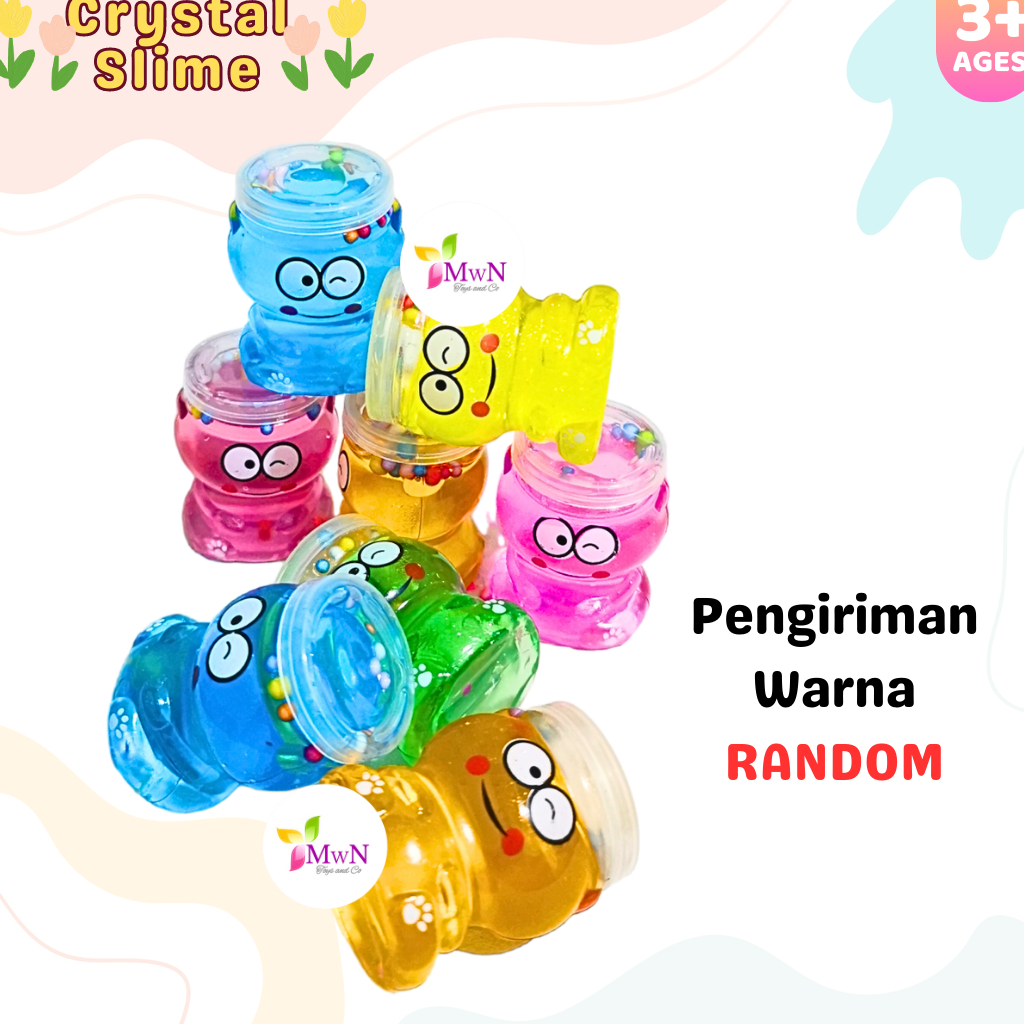 MWN Mainan Crystal Slime Bening Gliter Bentuk Keropii