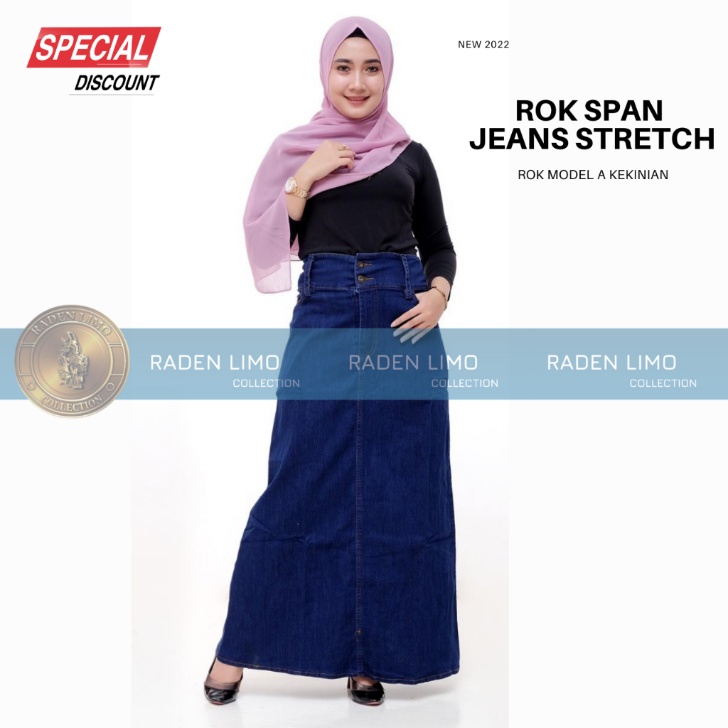 Rok Span Jeans Panjang Wanita Streecth Kualitas Premium - RADENLIMO