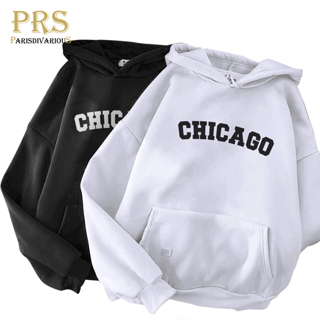 Parisdivarious Sweater Hoodie Jemper Chicago Bahan Fleece Size S - XXL (Pria &amp; Wanita)