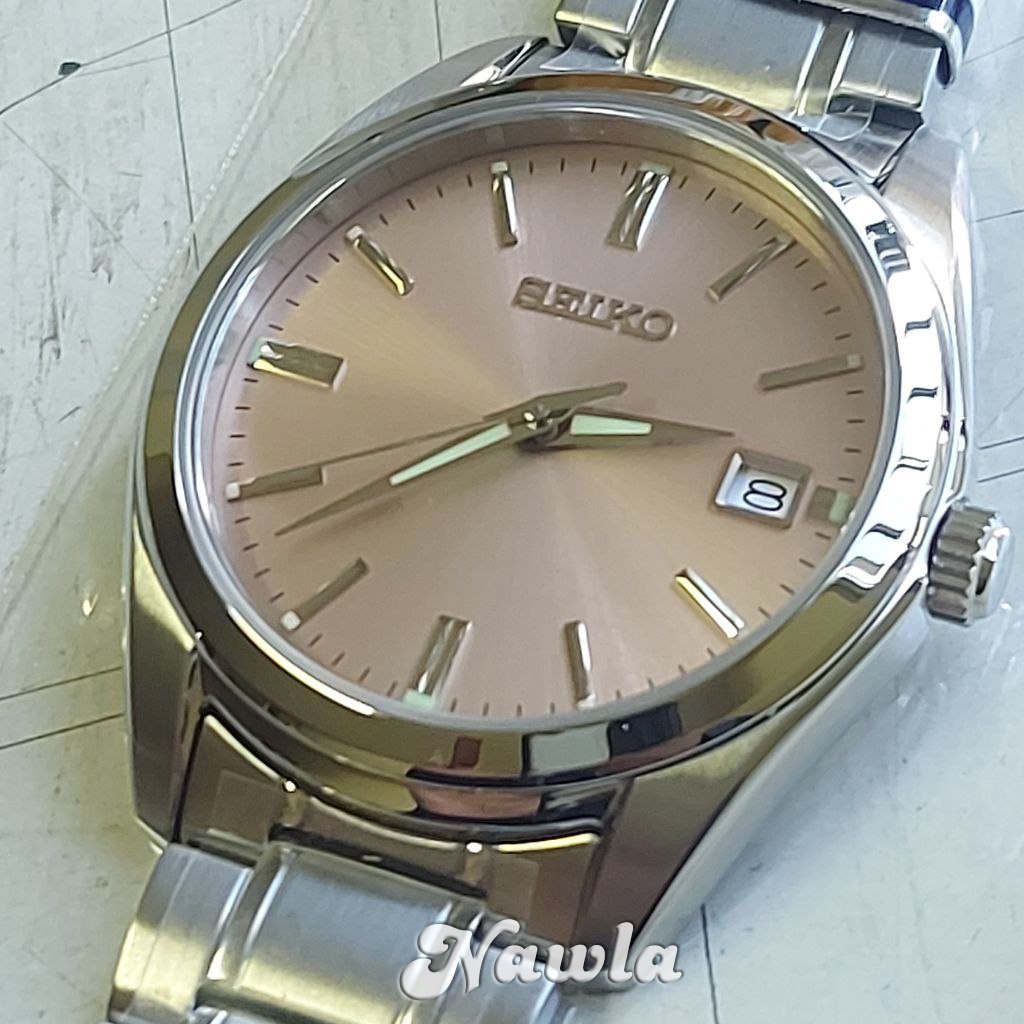 Seiko Quartz SUR523P1 Analog Sapphire Pink Salmon - Jam Tangan Pria SUR523