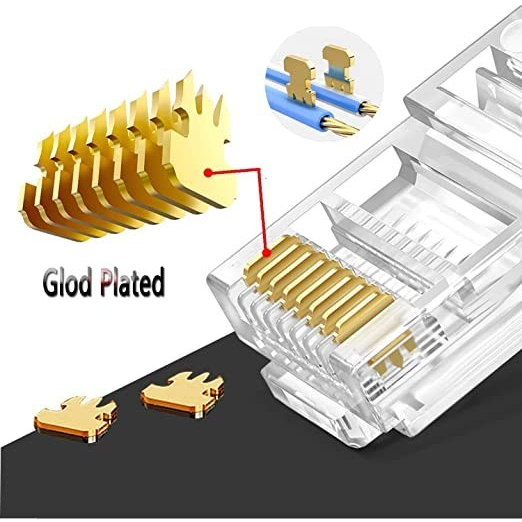 UGREEN Konektor Rj45 Cat.6a Cat6 Ftp Utp Modular Gigabit Jack Plug LAN Connector Isi 100Pcs PC Komputer Laptop 60558