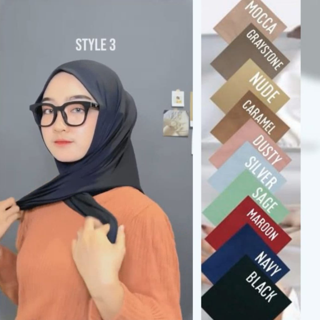 Hijab Kerudung Segitiga Instan Non-Pad - Jilbab Segitiga Instan Jersey Premium