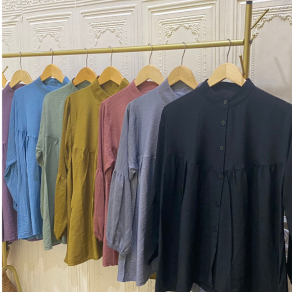 ATASAN CASUAL KEMEJA KERJA HANGOUT DAILY POLO LINEN 'BALON'