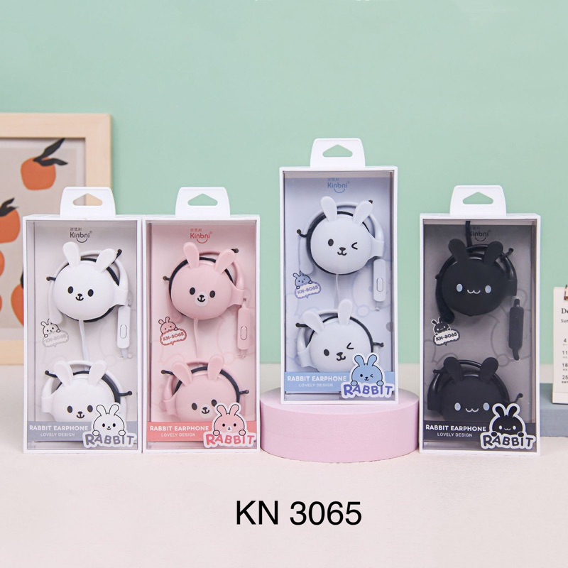 [KN-3065 ] Headset Earphone Karakter Motif Animal RABBIT  / EarphoneRABBIT  HEAD / Cute KELINCI Earphone