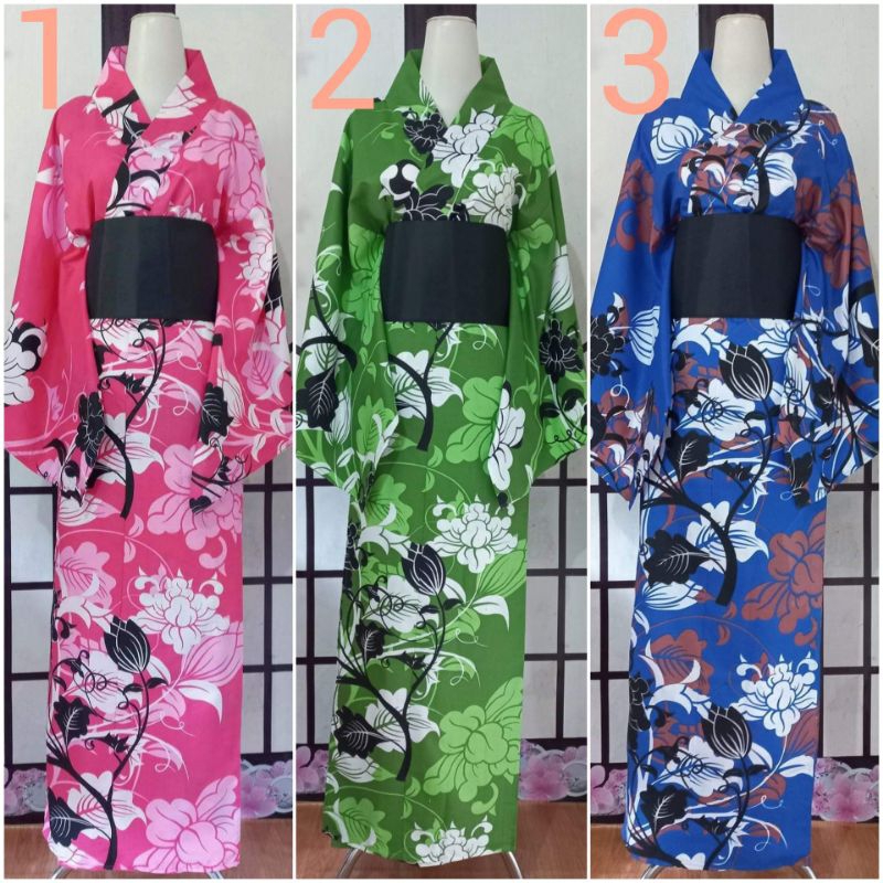 Yukata kimono jepang wanita dewasa+obi yukata size S.M.L.XL