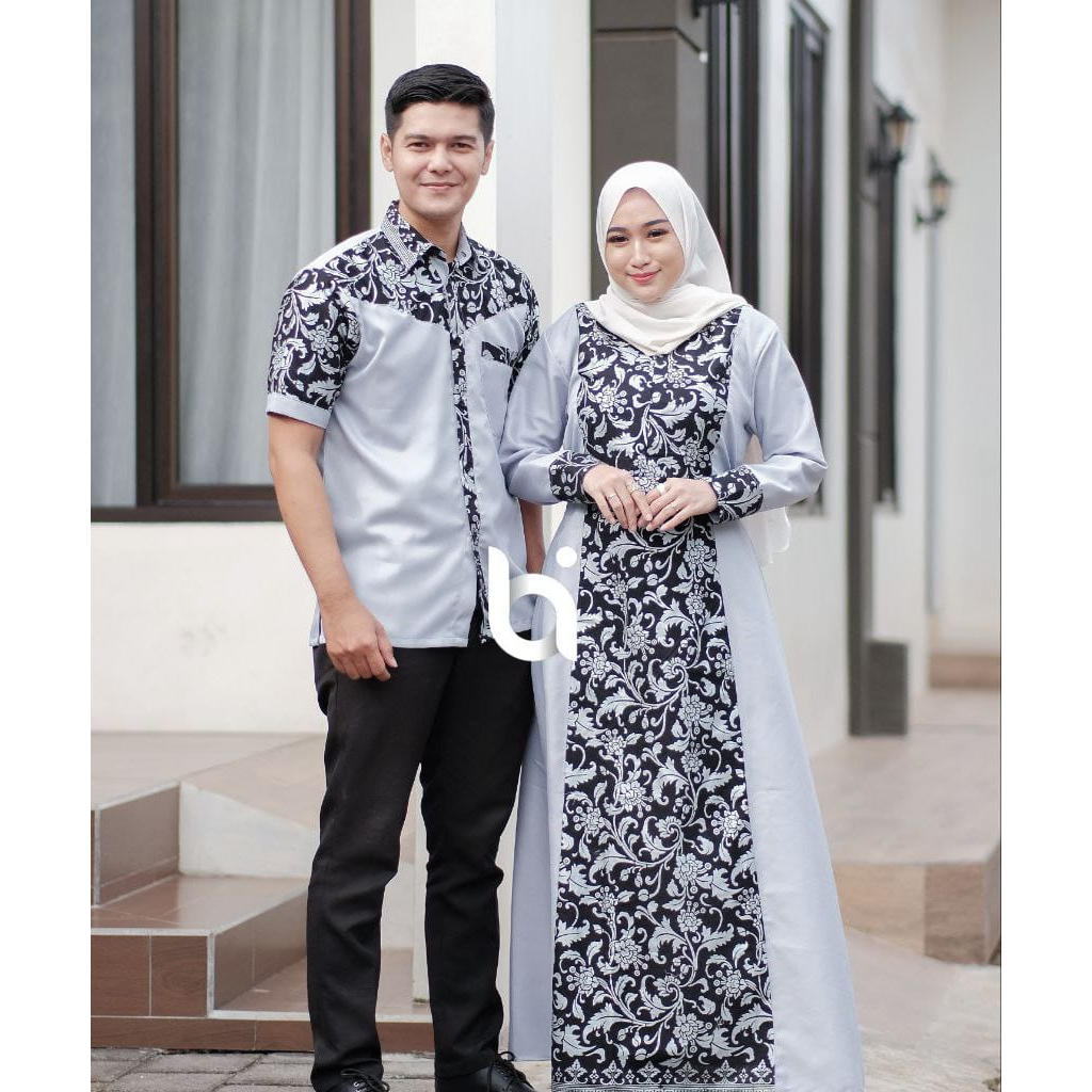 Baju Batik kapel gamis coupel batik gamis pasangan muslim sarimbit keluarga coupel