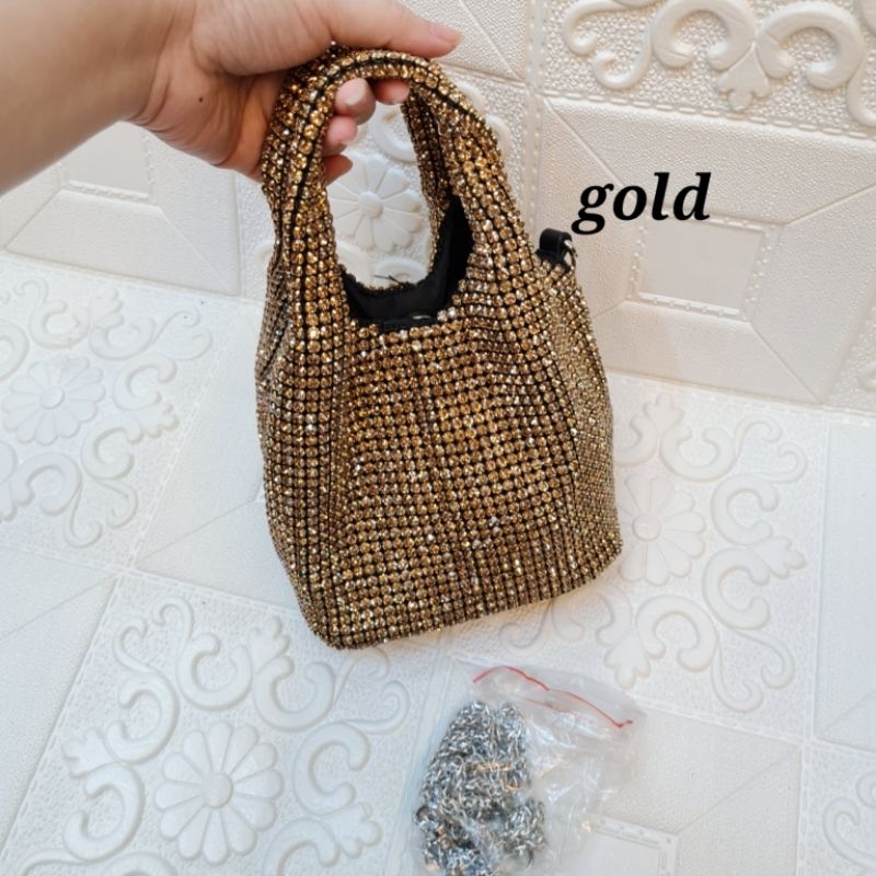 Tas hobo rhinestone blink blink premium / tas pesta hobo import