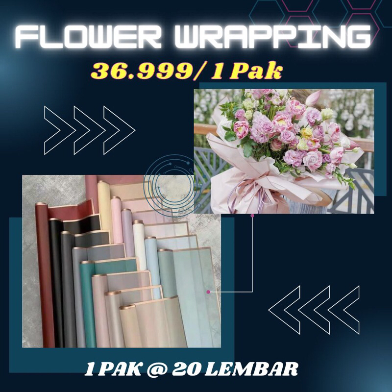 

(1 Pak@20 Lembar) FLOWER WRAPPING LIST GOLD