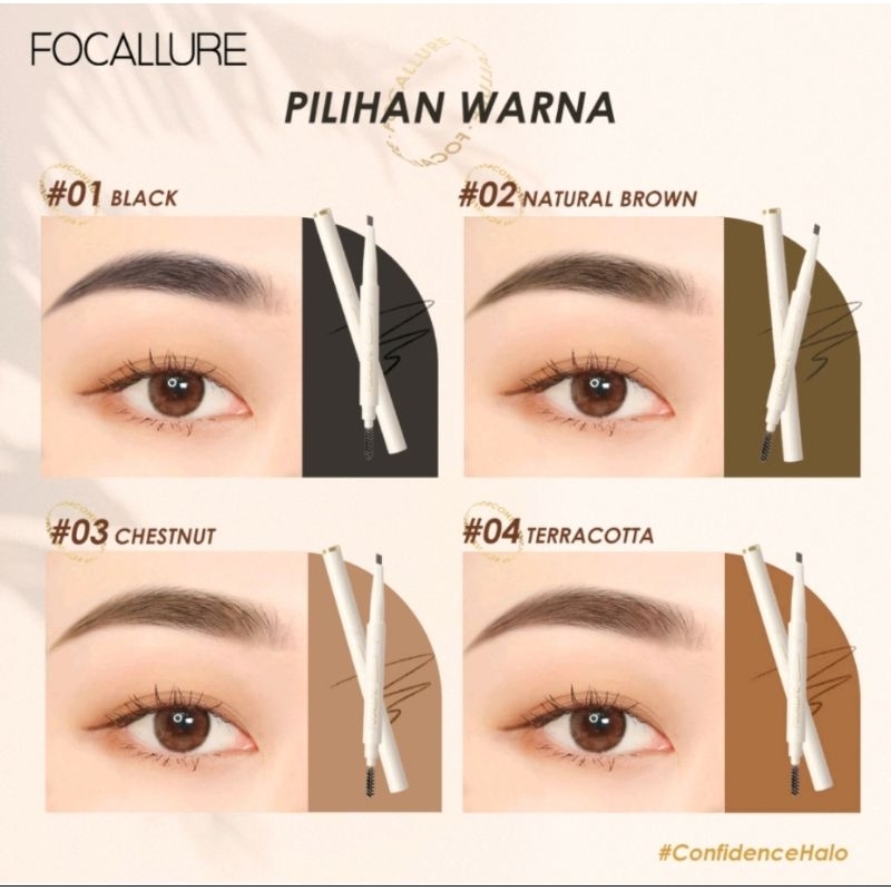 FOCALLURE FA202 Silky Shaping Eyebrow Pencil-4WARNA(BPOM)