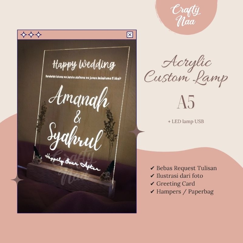 Akrilik Custom A5 Stand LED USB Hadiah Hampers