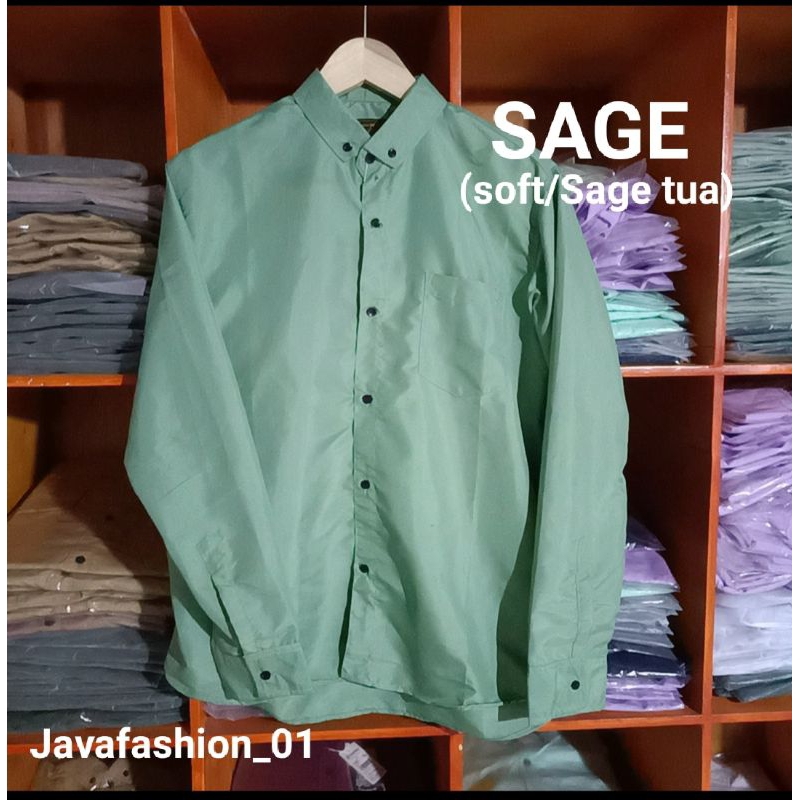 KEMEJA HIJAU SAGE/KEMEJA SAGE GREEN LENGAN PANJANG
