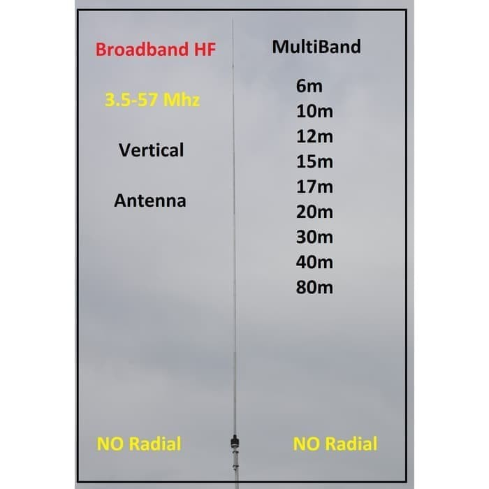 Antenna HF Broadband Vertical Base Antenna Multiband 6/10/12/15/17/20/30/40/80 GCOM-1830VA