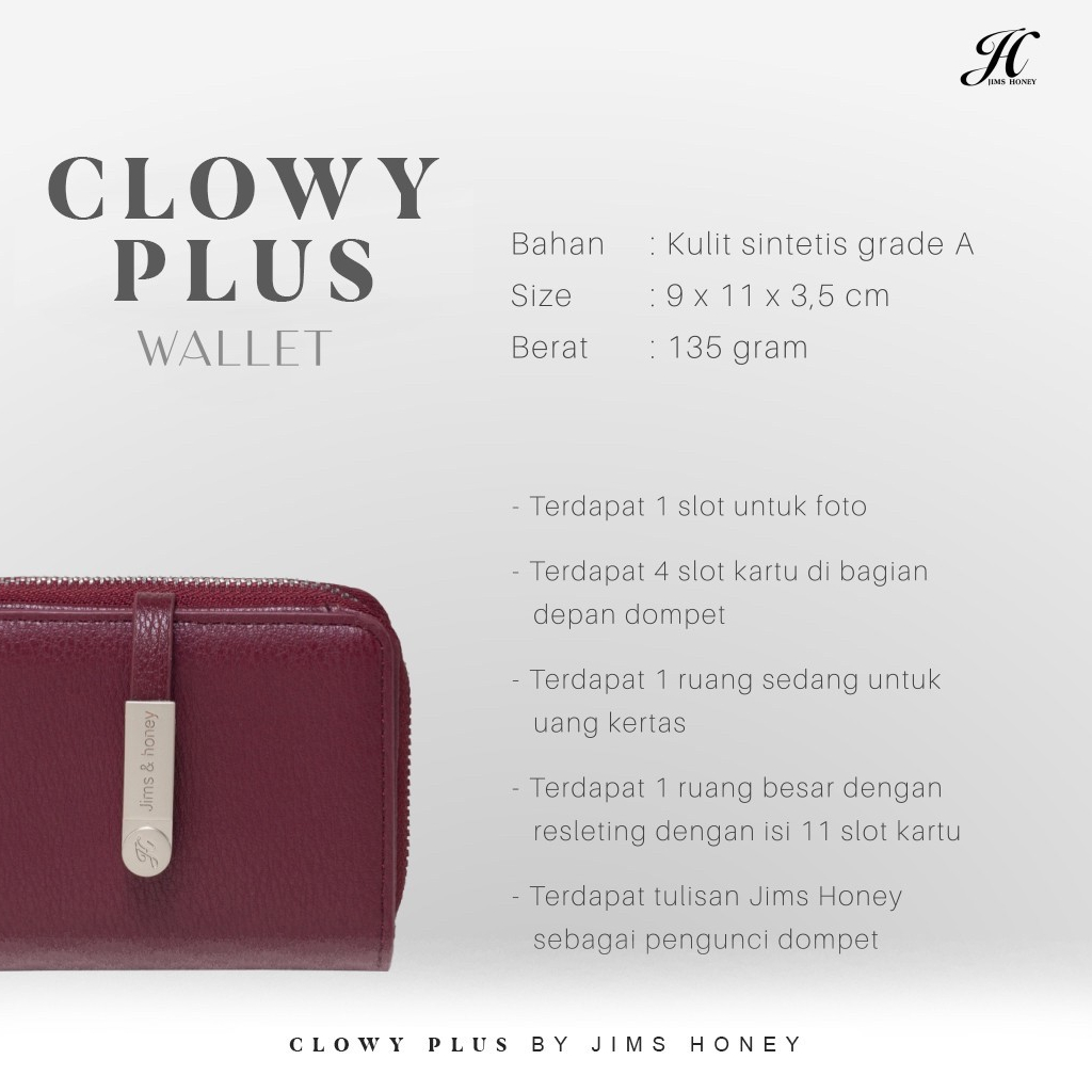 Jims Honey - CLOWY PLUS WALLET- Dompet Kulit Wanita Mini Slot Kartu Minimalis