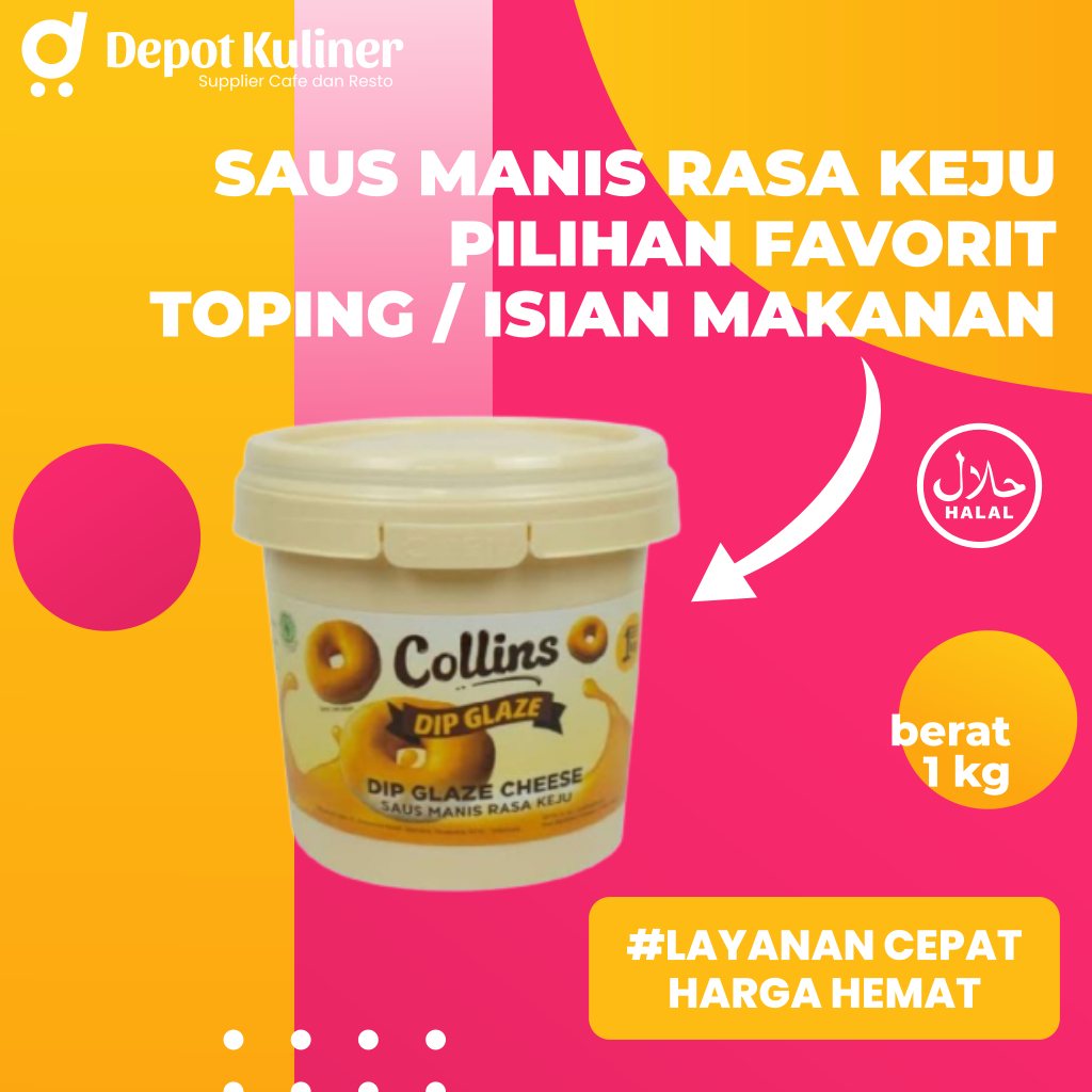 Collins Dip Glaze Cheese 1 KG - Collin Saus Manis Rasa Keju