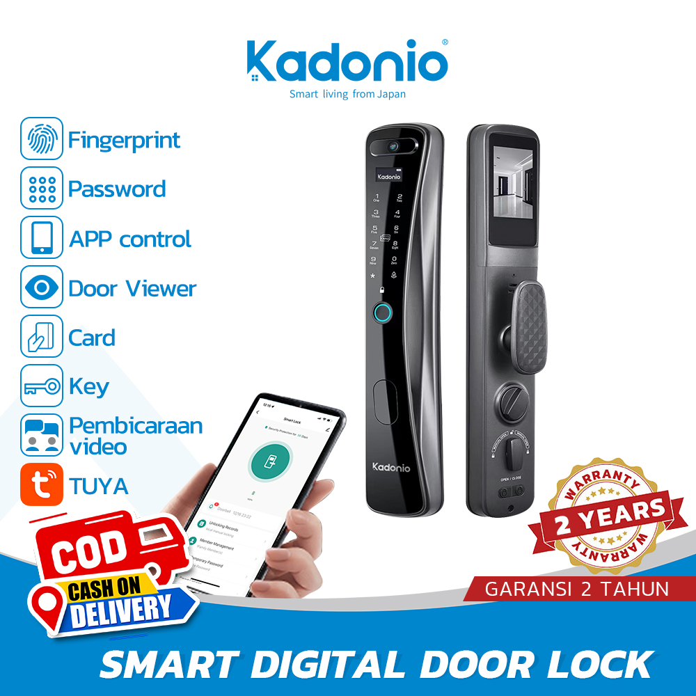 Kadonio kunci pintar Otomatis App dengan Face Id membuka kunci kunci pintu digital Smart Lock kunci pintu fingerprint