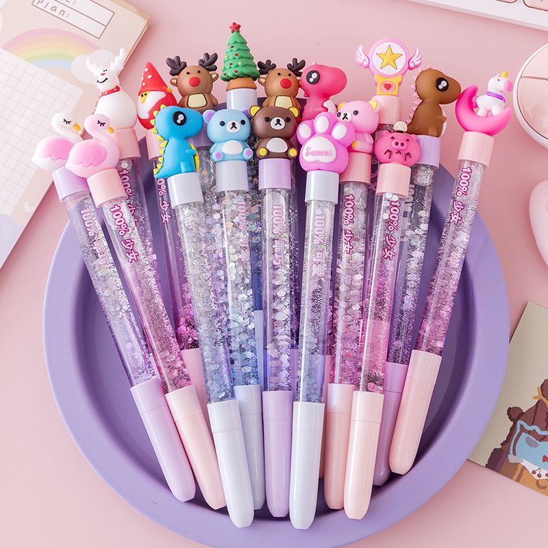 

Pulpen gel 0.5mm glitter air cristal motif cantik korea Pena bolpen glitter motof Pen cute cartoon Alat tulis karakter kartun lucu imut untuk kantor sekolah pelajar