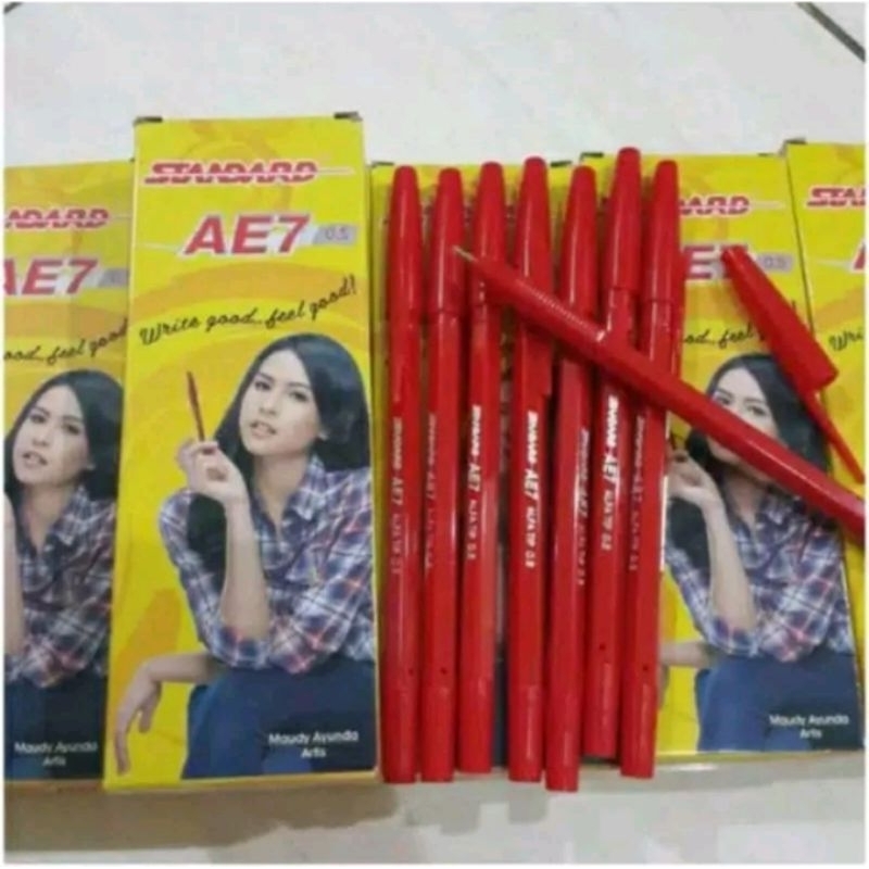 

Standard AE7 0.5 Pulpen Pena Warna Merah 1 Pak Isi 12 Pcs