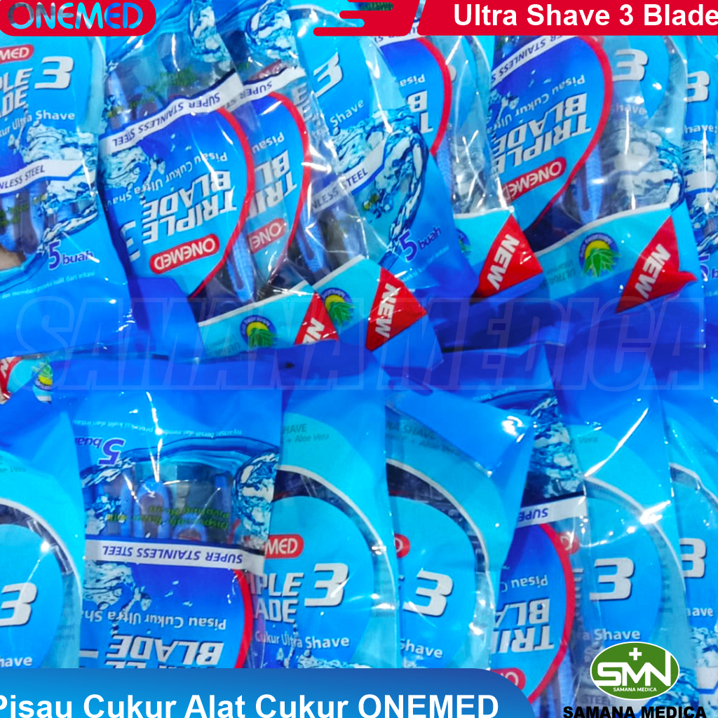 Pisau Cukur Bedah Alat Cukur Ultra Shave 3 Blade ONEMED Harga per Pack Isi 5pcs Kumis / Jenggot Ultra Shave 3 Blade