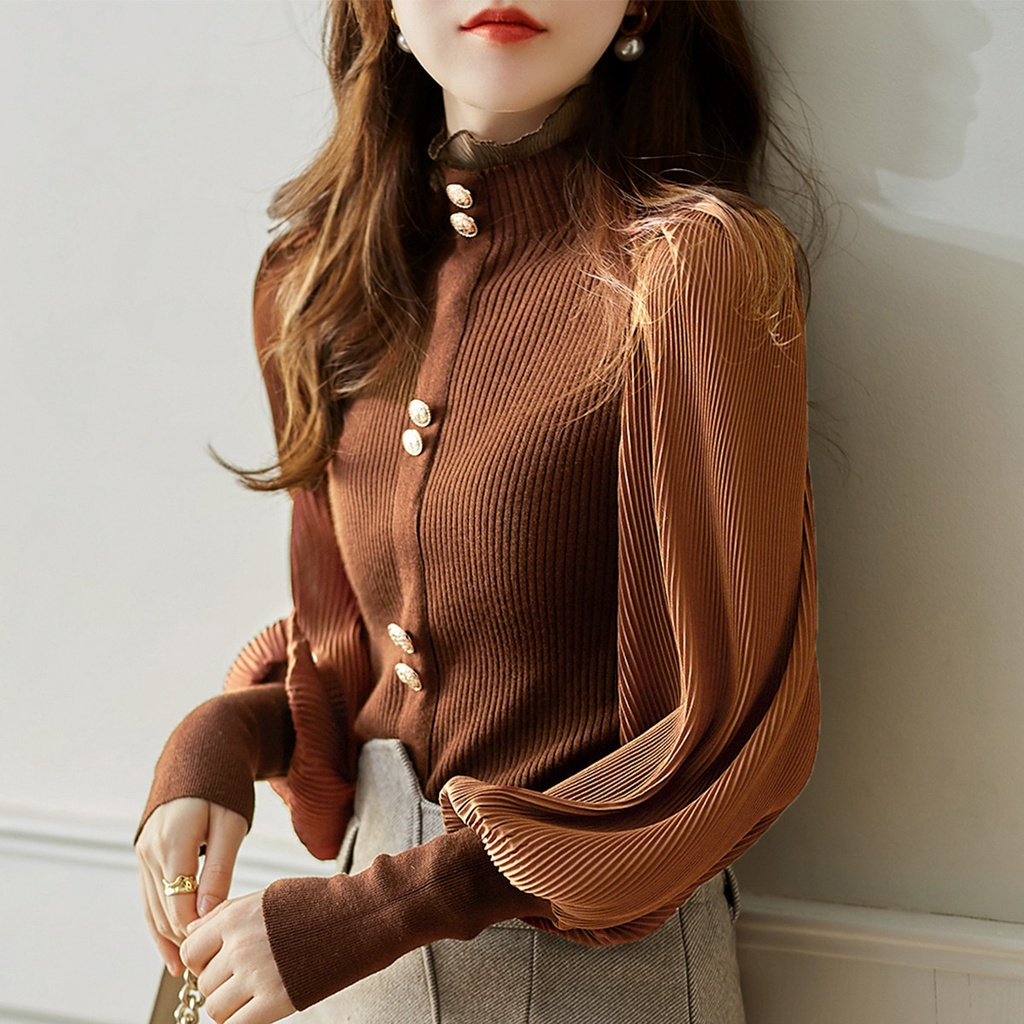 【 Bra Mall 】BJ-062 Turtleneck Korean Style Atasan Rajut Import Lengan Panjang Mewah dan Elegan | Atasan Turtleneck Korean Style