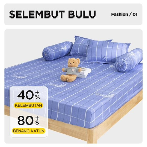 Barnik88 Sprei Motif Kotak-kotak Free 2 Sarban +2 Sargul Bahan Adem dan Lembut Anti Luntur