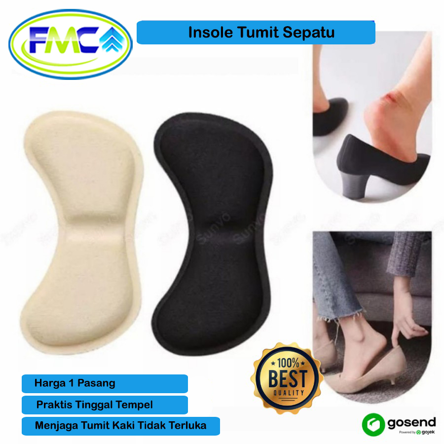 Insole Tumit Sepatu Wanita Bantalan Pelindung Anti Lecek Sepatu Longgar Kebesaran Busa Foam Tebal