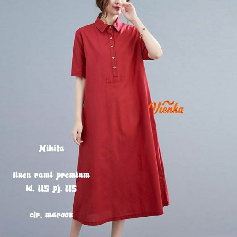 Nikita long tunik katun linen LD 115 jumbo
