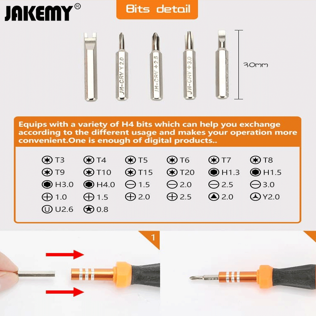 Jakemy 27 in 1 Obeng Set Lengkap Torx Hex Tri wing Gears Maintaining Tool Set - JM-8105