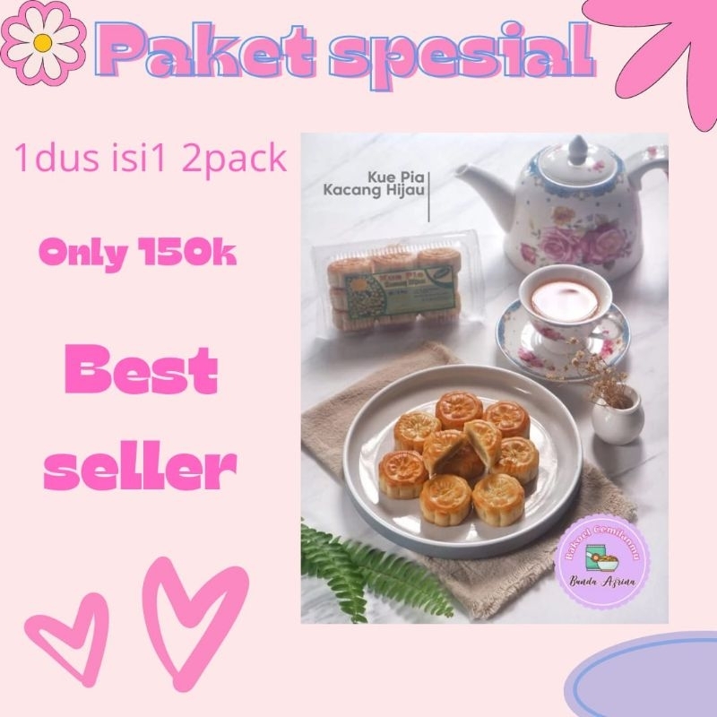 

paket hemat kue pia kacang hijau bakoel cemilanmu enak nikmat legit bikin nagih 1 dus isi 12 pack