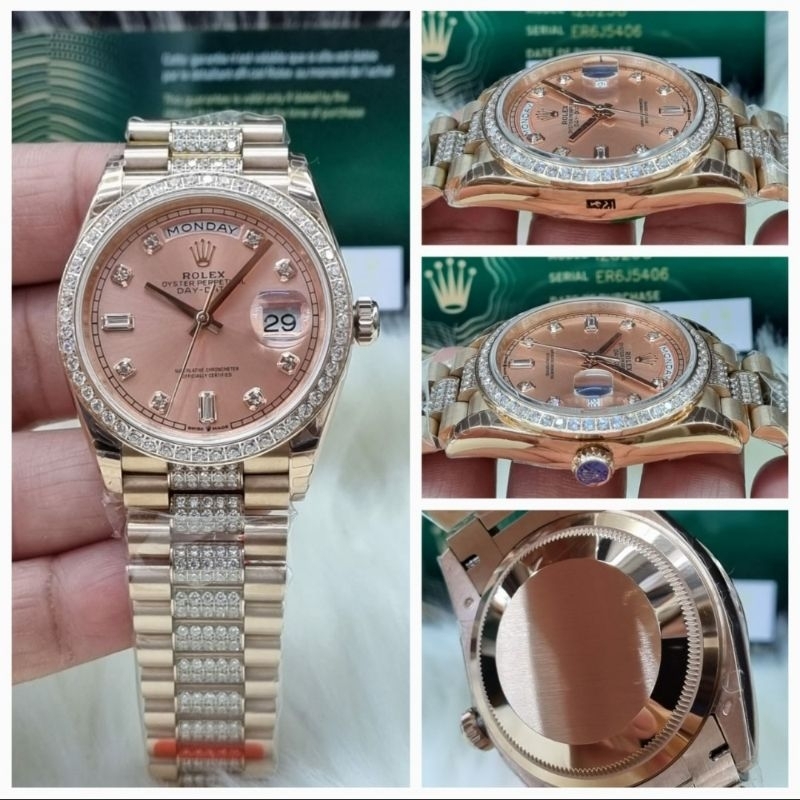 Jam Rolex DayDate Diamond Automatic Swiss Clone BY EWF Factory 36mm
