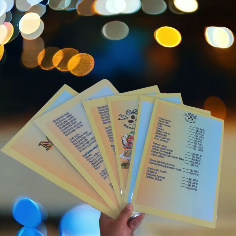 

cetak menu plus laminating keras
