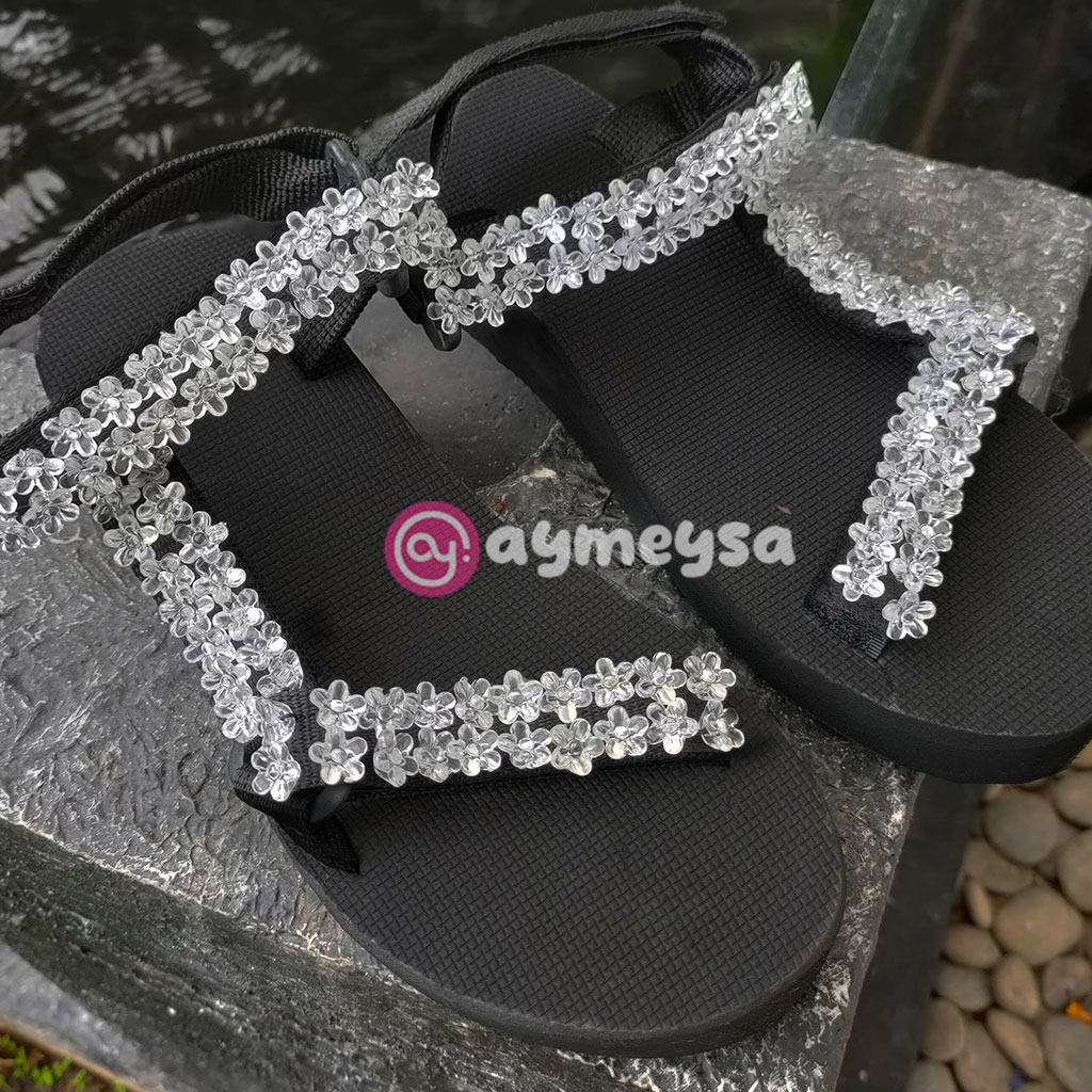 ELODI  (Beads Sandal - Sandal Mote/Manik Sakura Wanita) Sendal Wedges Wanita Tali