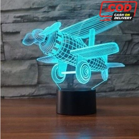 Lampu Tidur Akrilik 3D Karakter PESAWAT