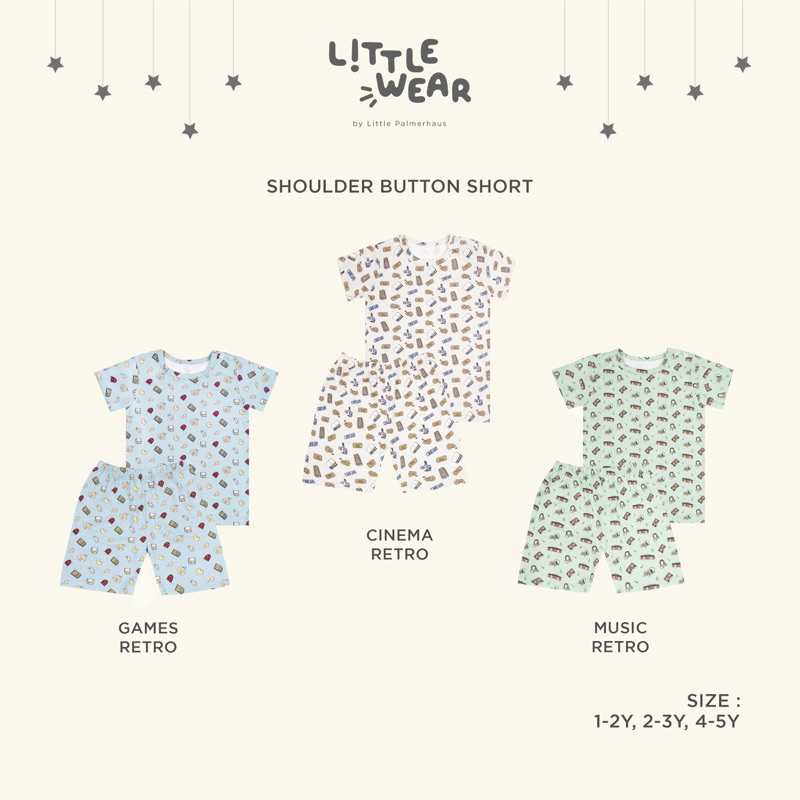 Little Wear by Little Palmerhaus Button Shoulder Short Sleeve - Setelan Kaos Celana Pendek Anak