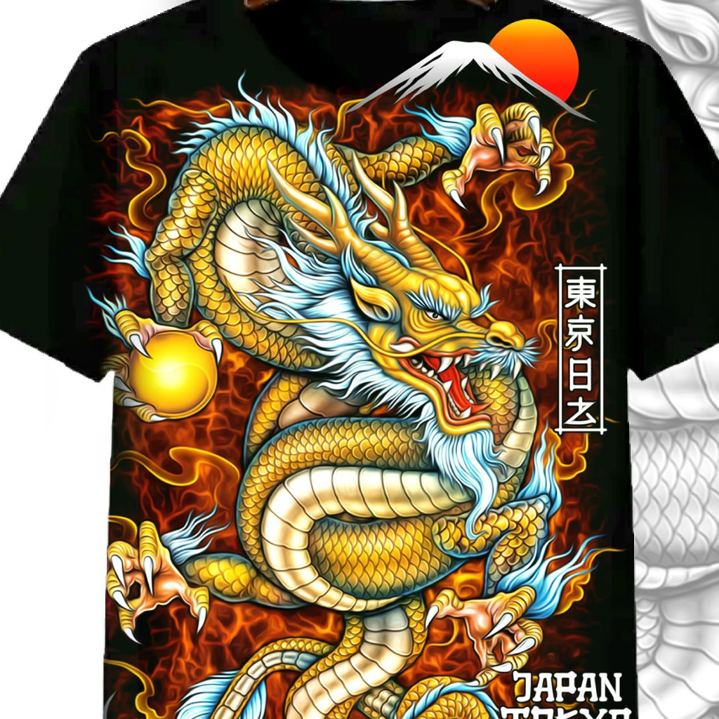 kaos distro T-shirt pria motif naga SHINRYU
