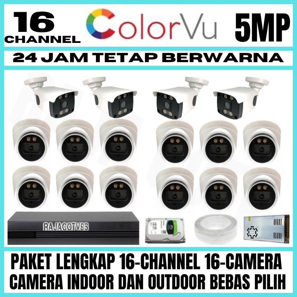 PAKET CCTV COLORVU SIANG MALAM BERWARNA 16 CHANNEL 16 CAMERA 5MP 1080P TURBO HD KAMERA CCTV AUDIO SERIES