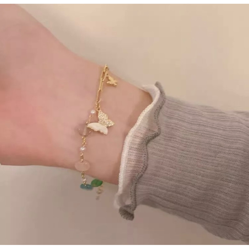 Anna bracelet / gelang manik kupu-kupu / gelang kupu-kupu aesthetic / gelang rantai kupu-kupu