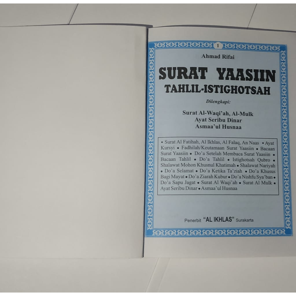 Isi Surat Yasin Dan Tahlil Terbaru ( Warna Biru ) 128 Halaman